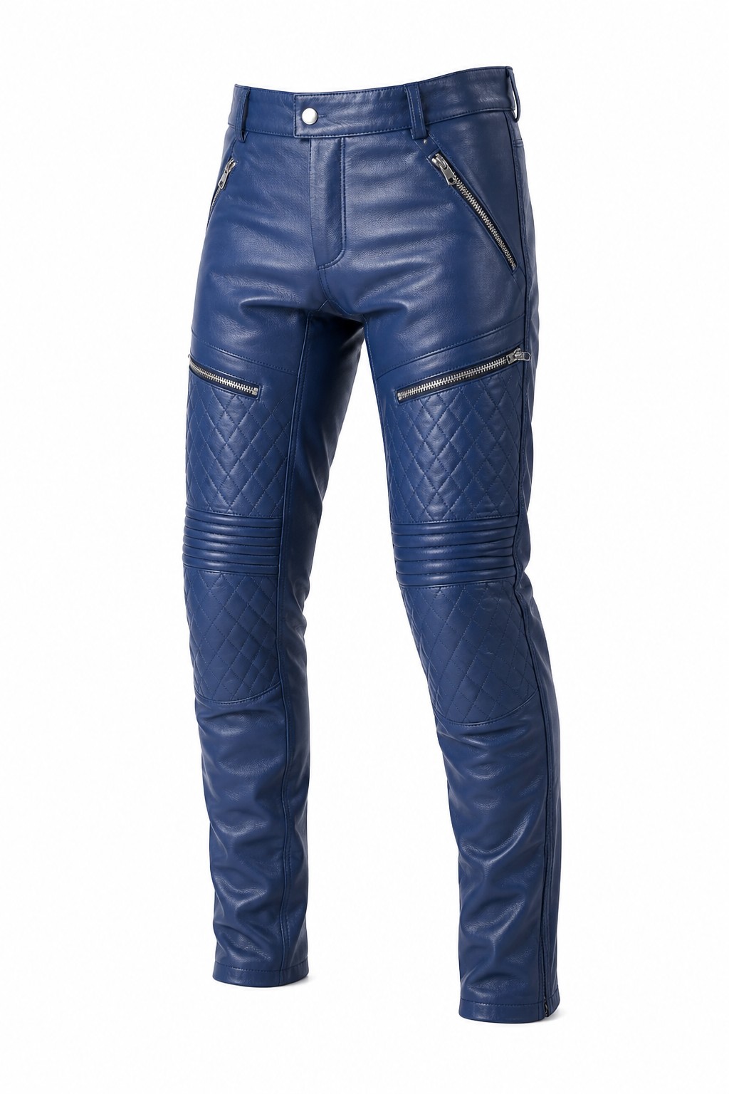 Reinforced Biker Quilted Leather Trousers