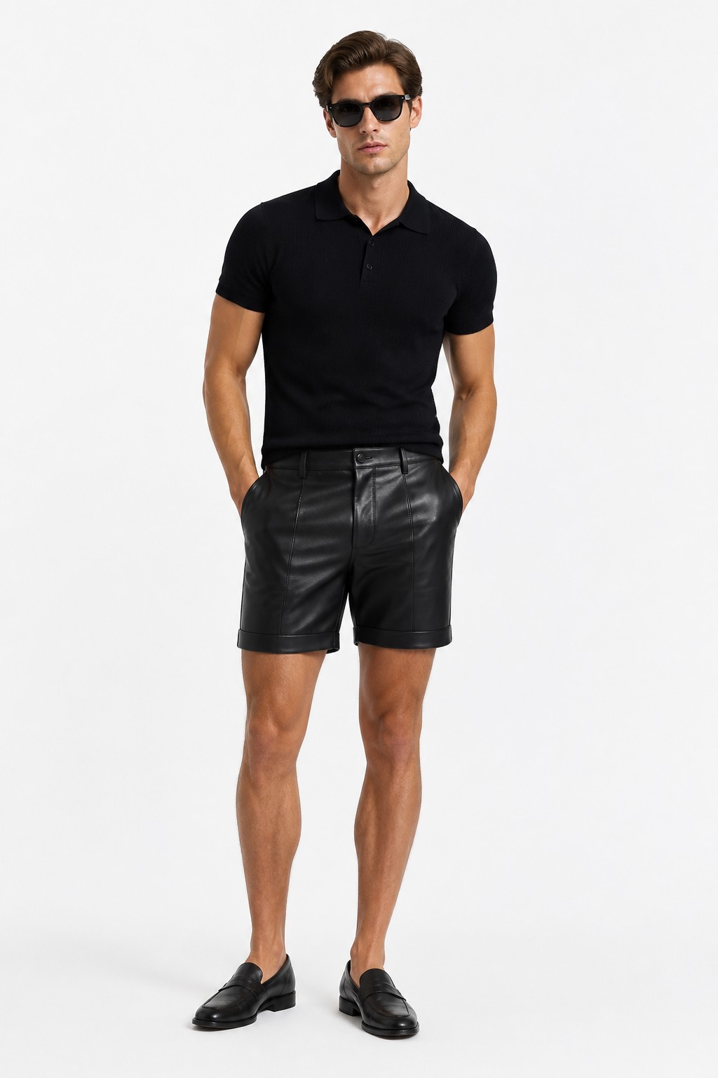 Handcrafted Luxury Fashion Leather Shorts